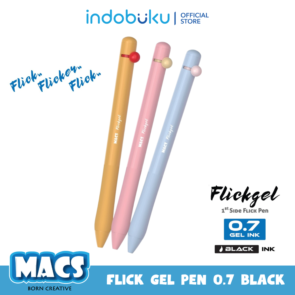 

MACS Gel Pen Flick 0.7mm / Pulpen Gel Macs Flick Hitam
