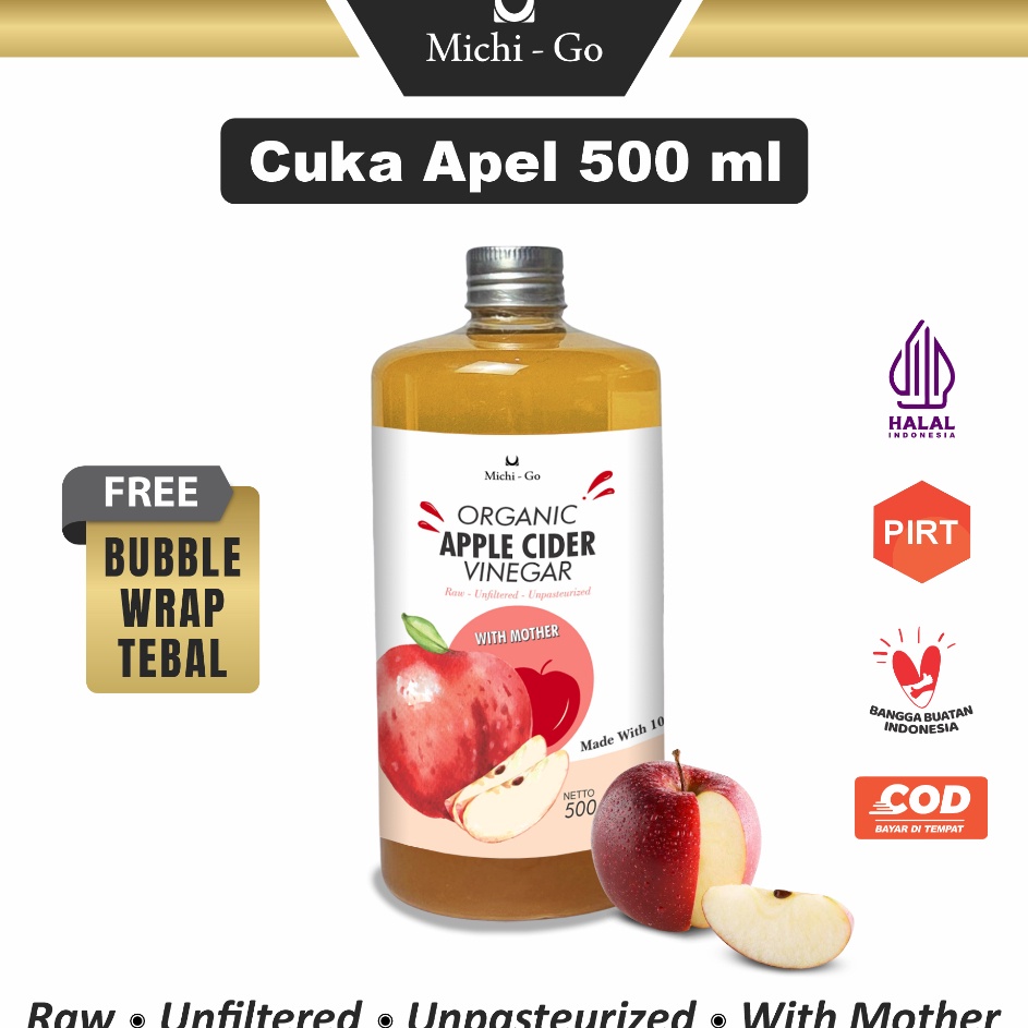 

Big Sale MichiGo 5 ml Cuka Apel Organik Premium Appel Cider Vinegar With The Mother