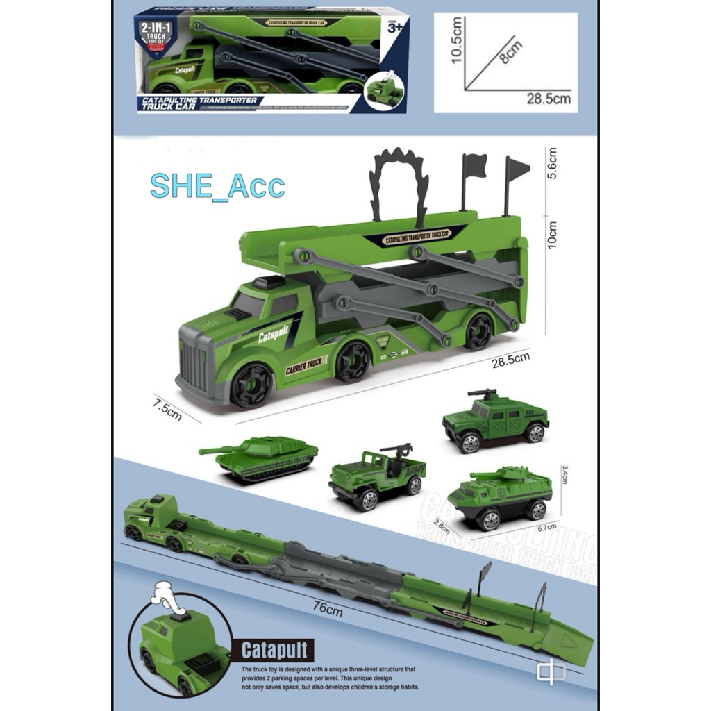 Folding Ejection Car / Mainan Truk Pengangkut katapel / Catapulting Transporter Truck Car