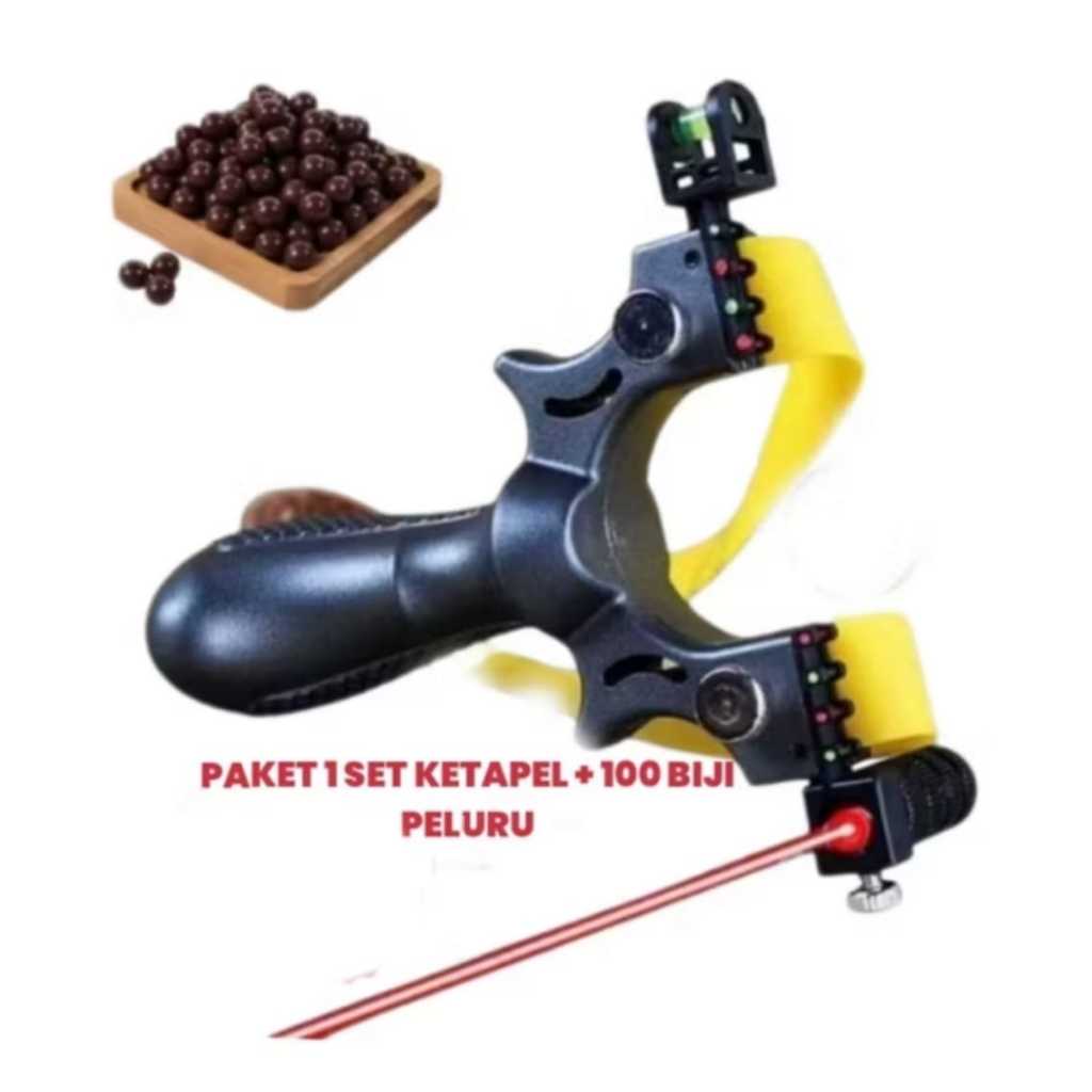 1 set Ketapel Slingshot Murah Ketapel Laser Tactical Plus Karet Ketapel + PELURU