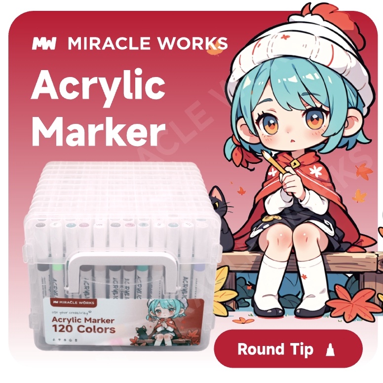 

KODE V43K MW Set Spidol Akrilik Profesional 2436486812 Warna Acrylic Marker DIY Painting Marker