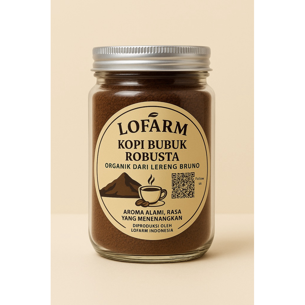 

LOFARM Kopi Bubuk Robusta – Organik dari Lereng Bruno (dalam botol ukuran 200Ml)