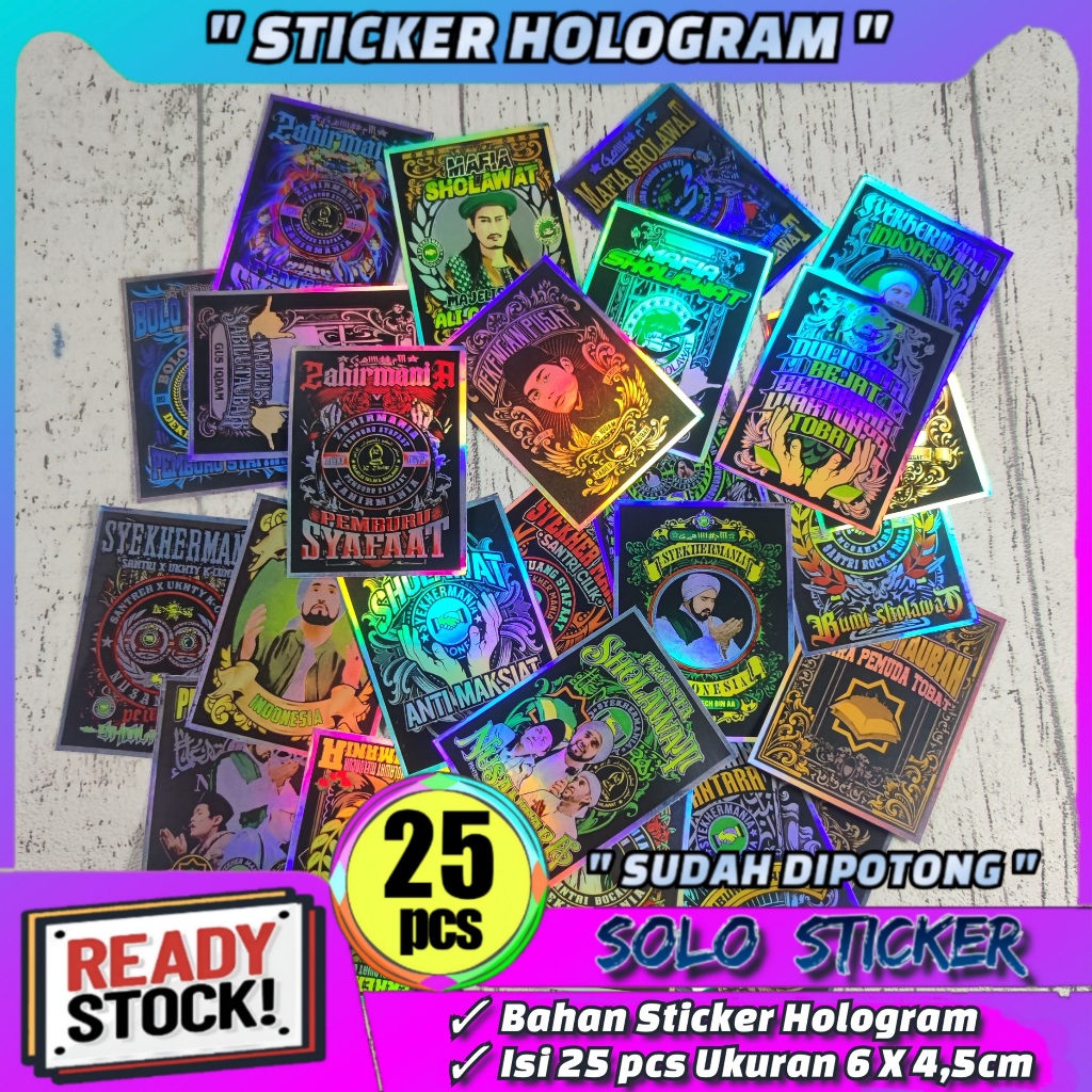 

25 pcs STICKER SHOLAWAT HOLOGRAM ANTI AIR - SUDAH DIPOTONG