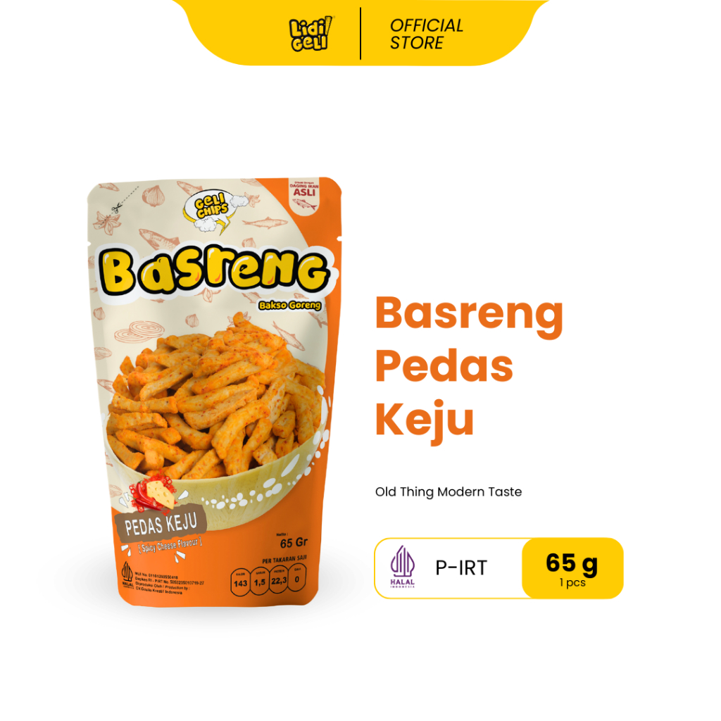 

Geli Chips - Basreng Keju Pedas Gurih (Bakso Goreng) 65gr