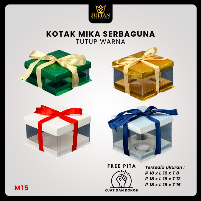 

Cake Box Kotak Kue Mika Transparan Dus Hadiah - Tutup Hologram / M15