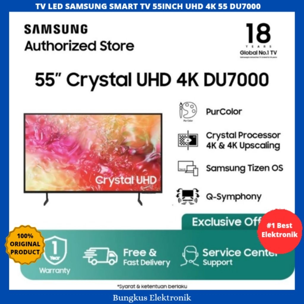 TV LED SAMSUNG 55INCH SMART TV UHD 4K 55DU7000 TV SAMSUNG SMART TV 4K