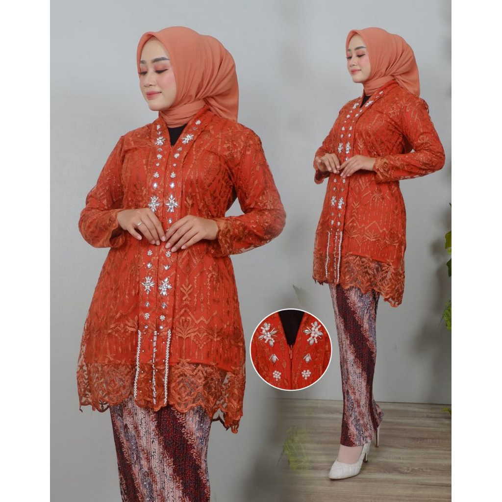 IndahKebaya • Tunik Rosalia Payet jumbo ld 120 / Kebaya tunik kurung encim kartini busui / Kebaya ka