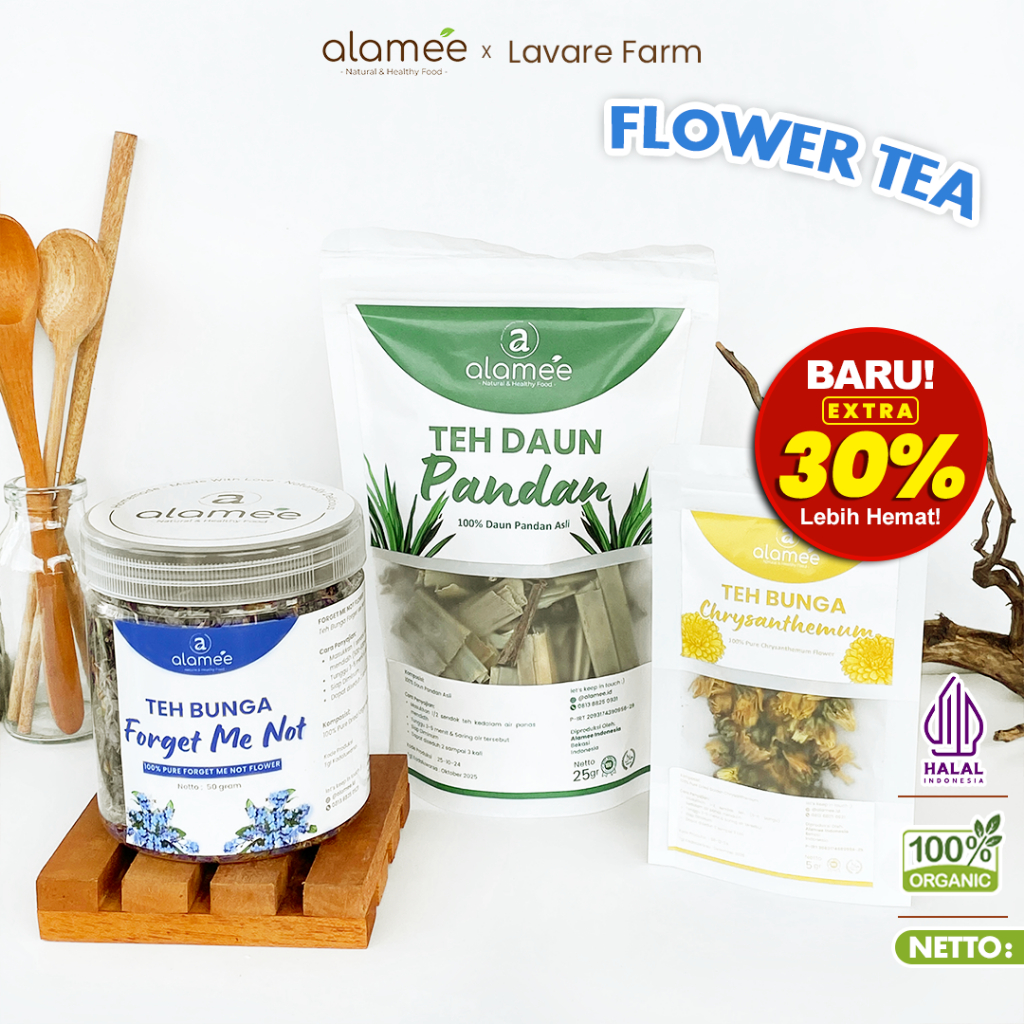 

ALAMEE Teh Hijau Green Tea Daun Jati Cina Chamomile Bunga Telang Flower Tea Senna Leaf Earl Grey BUMA