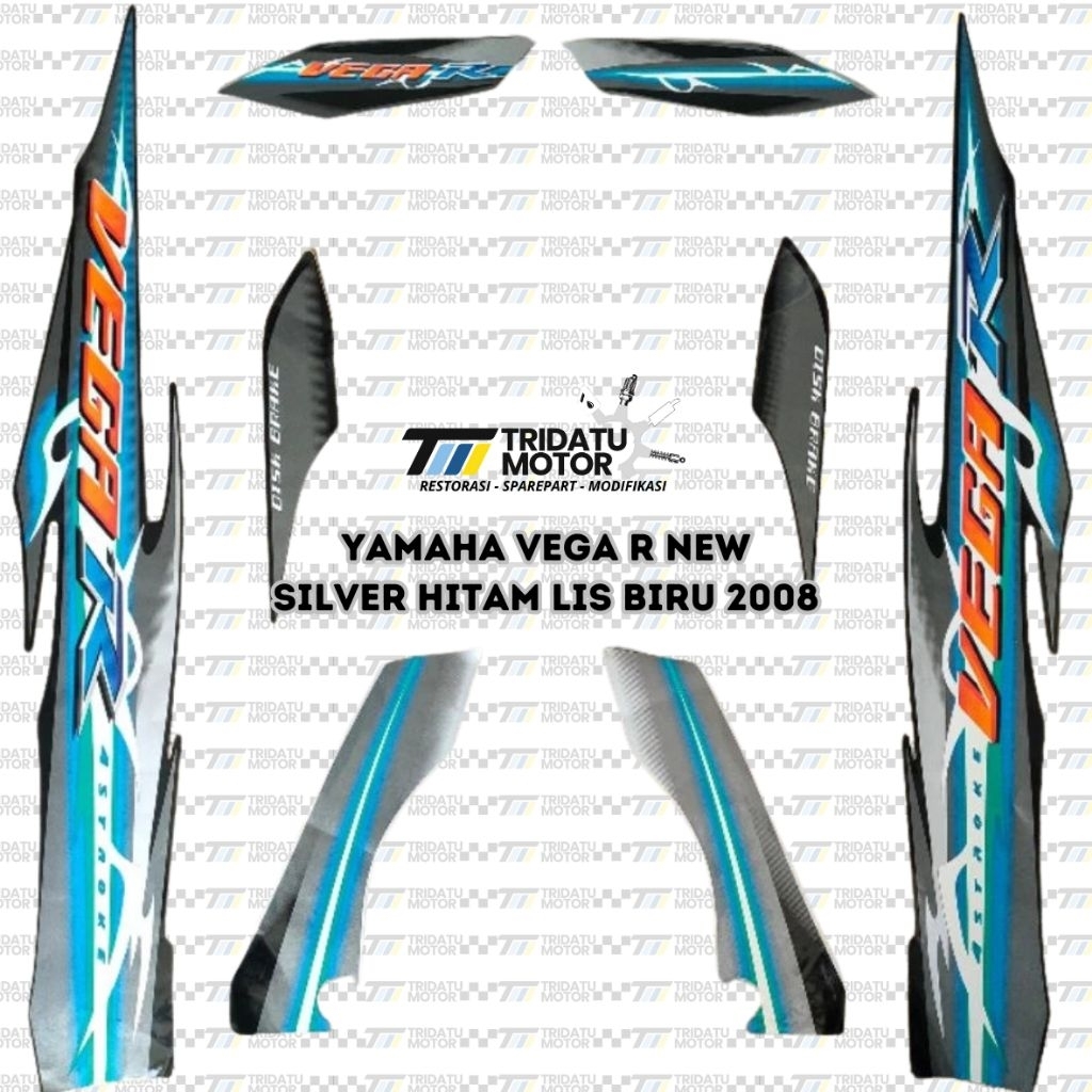 STRIPING VEGA R NEW 2007 2008 SILVER HITAM BIRU MERAH KUALITAS SAMA ORIGINAL LIS LIST DECAL STICKER 