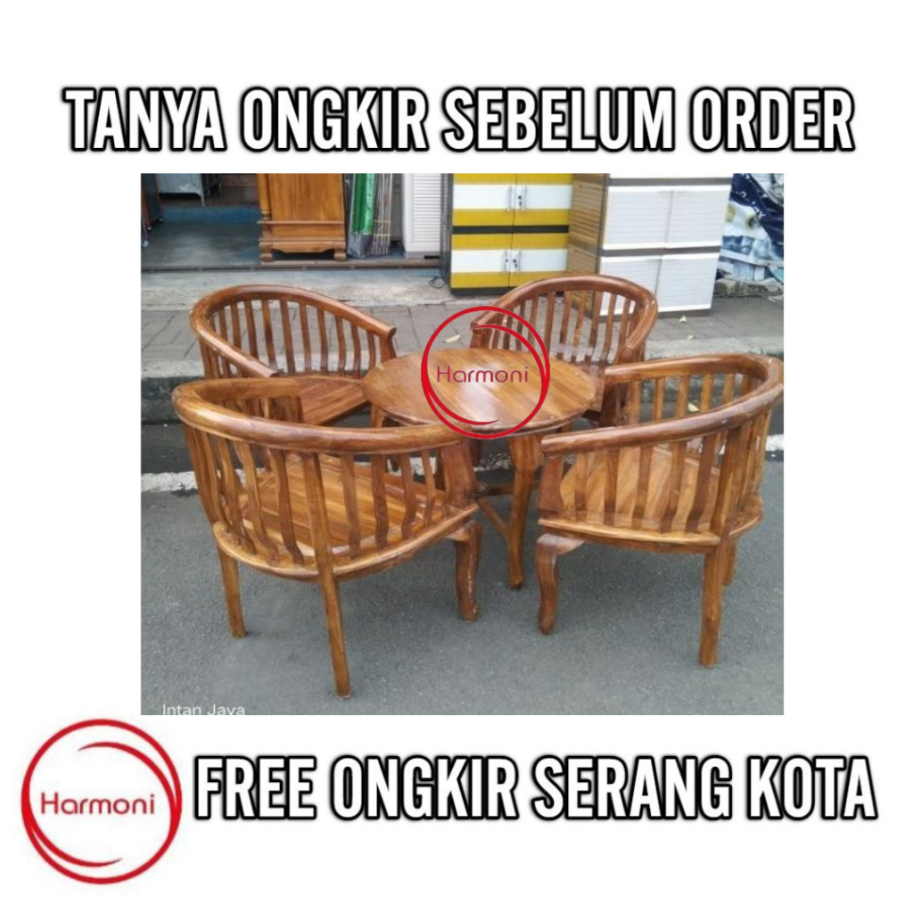KURSI TERAS KAYU JATI JEPARA + MEJA KURSI KAYU TERAS JATI FREE ONGKIR SERANG KOTA