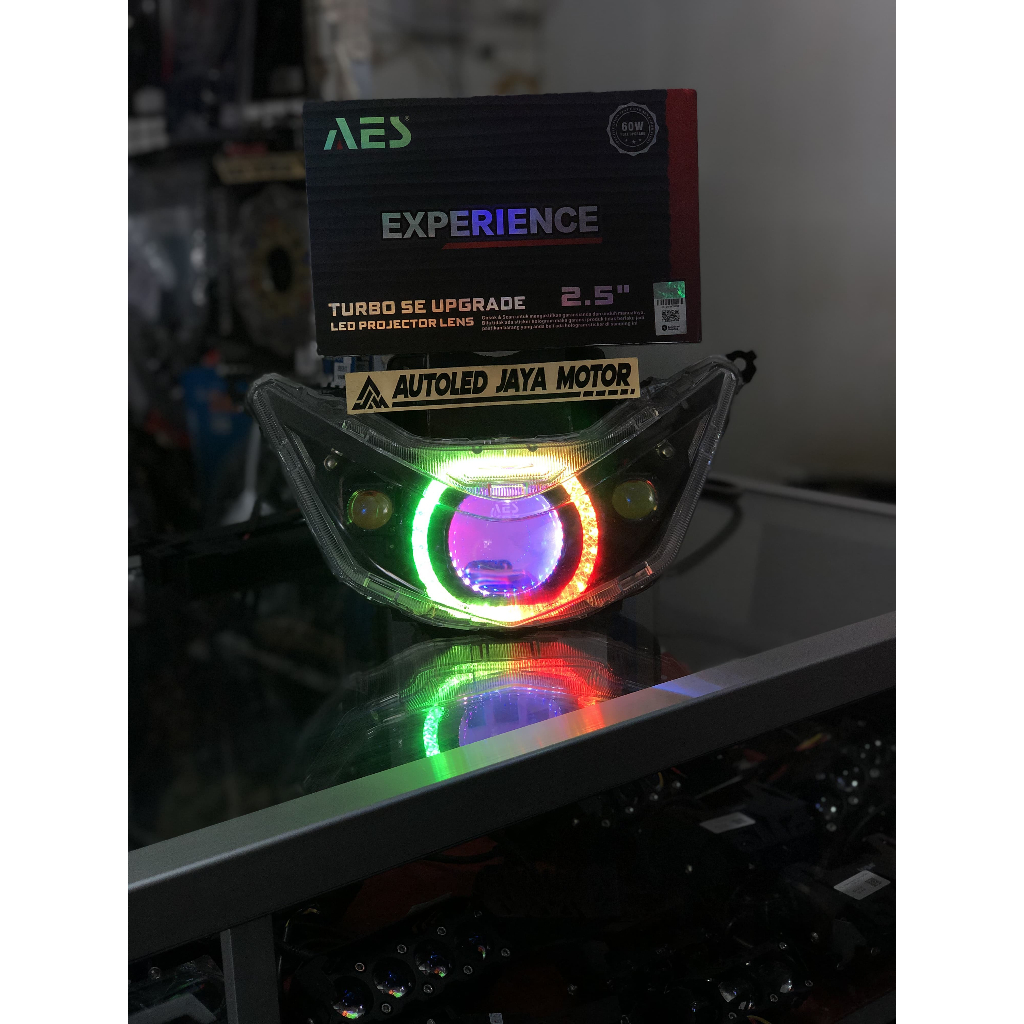 LAMPU BILED BEAT DELUXE & BEAT STREET PROJIE BILED AES TURBO EXSPERIENCE V2 FULLSET REFLEKTOR