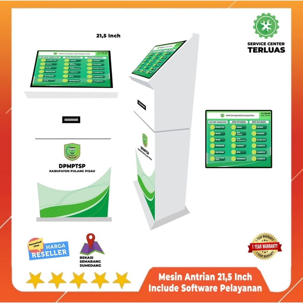 Kios K Mesin Anjungan Digital 21,5 Inch Touchscreen Plus Software