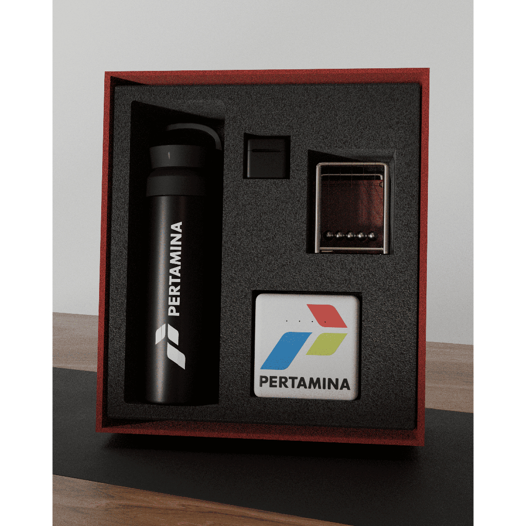 

Custom Corporate Hampers | Corporate Premium Set (Botol, Earbuds, Pendulum, Powerbank)