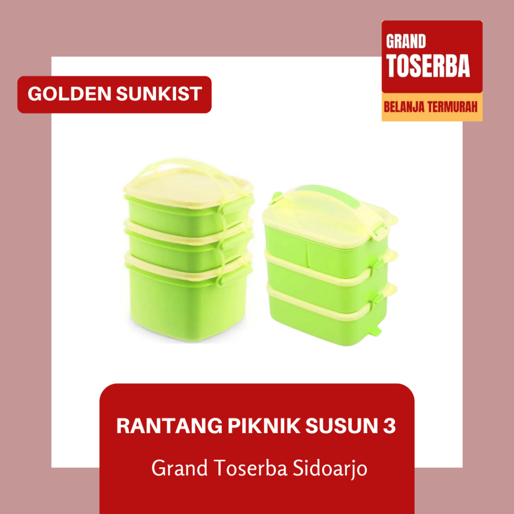 GOLDEN SUNKIST RPS 9024 & RPS 9007 / RANTANG PIKNIK SUSUN MAKANAN / WADAH BEKAL PENYIMPAN MAKANAN