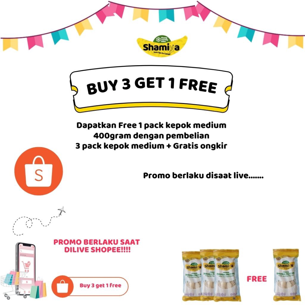 

Pisang kepok medium 400gram buy 3 get 1 free
