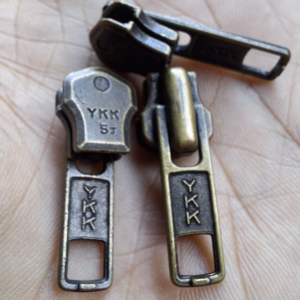 Kepala Zipper YKK No 3 & 5 Besi & Vislon Jaket Tas Kulit Black Nikel