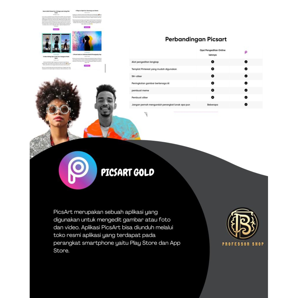 PICSART GOLD 1 MONTH FULL GARANSI