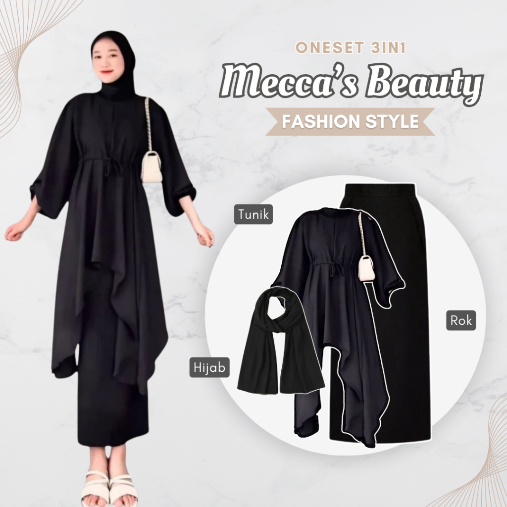 One Set Tunic Wanita Kekinian (Tunik + Rok Span + Pashmina Ceruti Babydoll) One Set Kondangan -FC22N