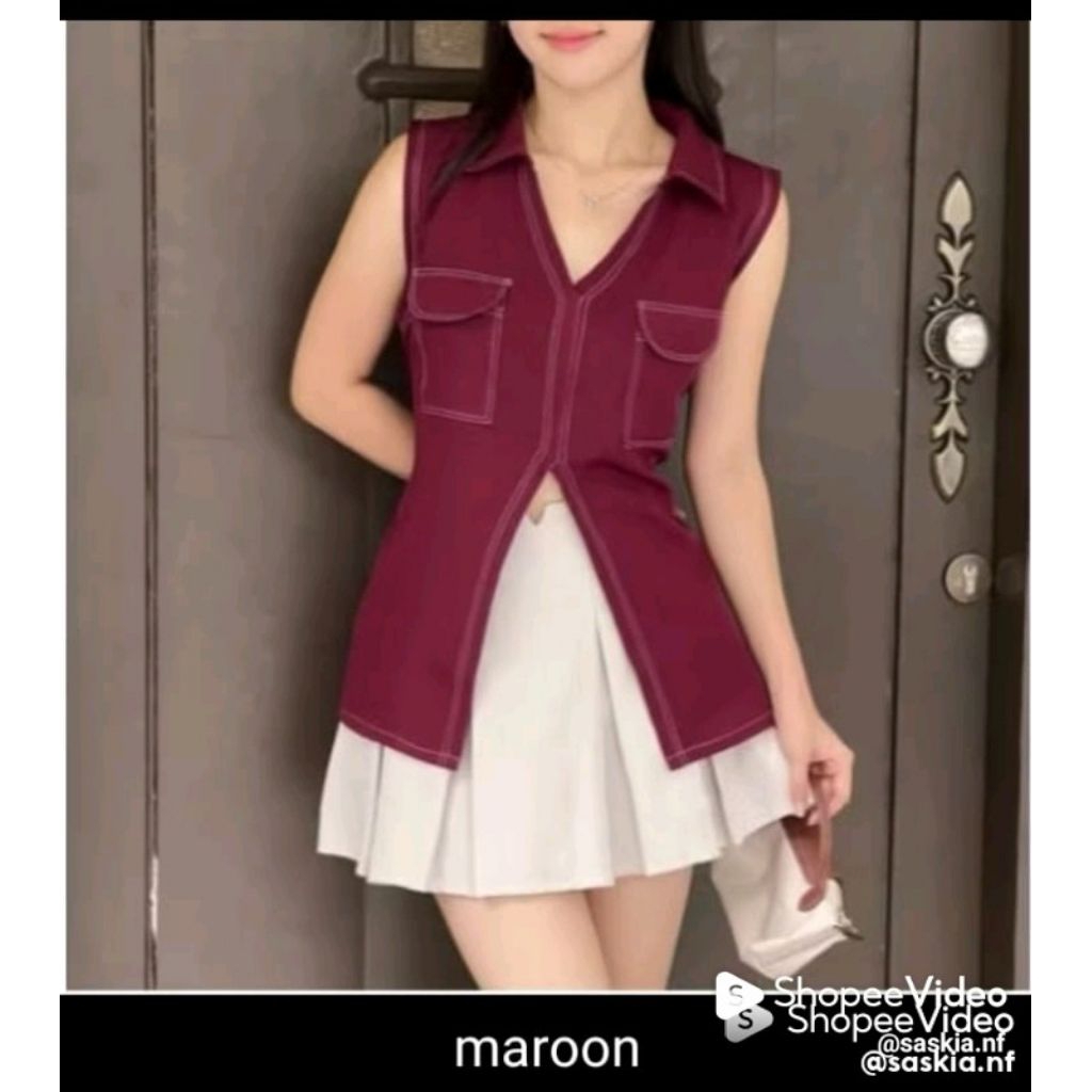 baju atasan wanita terbaru 2025 /korean style /rompie atasan wanita/ rompi ves/ blouse korea/slim