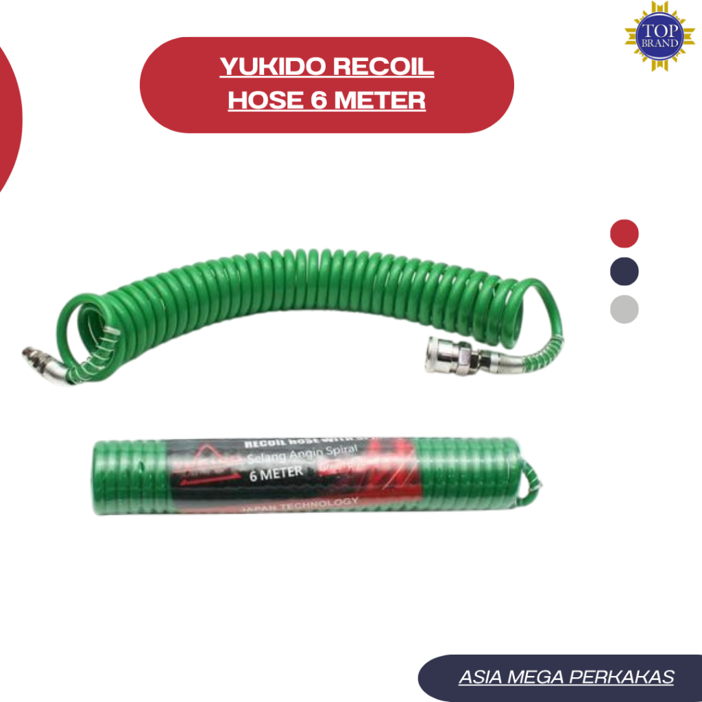 Yukido Recoil Hose Selang Angin Kompresor Spiral 6 Meter / Selang kompresor angin Selang Recoil Angi