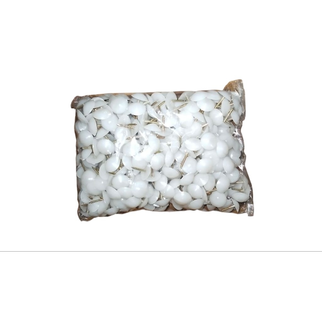 Paku Payung Plastik Putih – Paku Plastik Furniture / Karpet / Triplek (Isi ±100 pcs)
