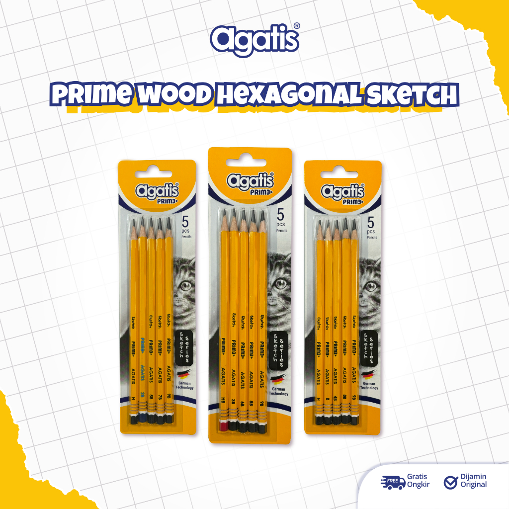 

Asaba Stationery - Agatis Prime Paket Pensil Gambar /Pensil Sketsa Isi 5pcs Blister Card