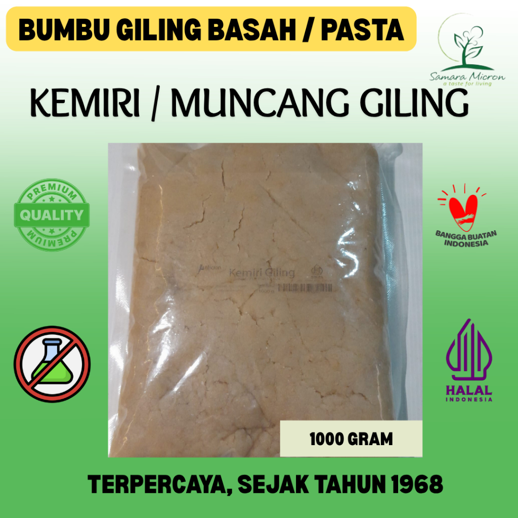 

Bumbu Dasar Samara Micron - Kemiri Giling Basah - Kemiri Pasta - Muncang Giling - 1000 Gram