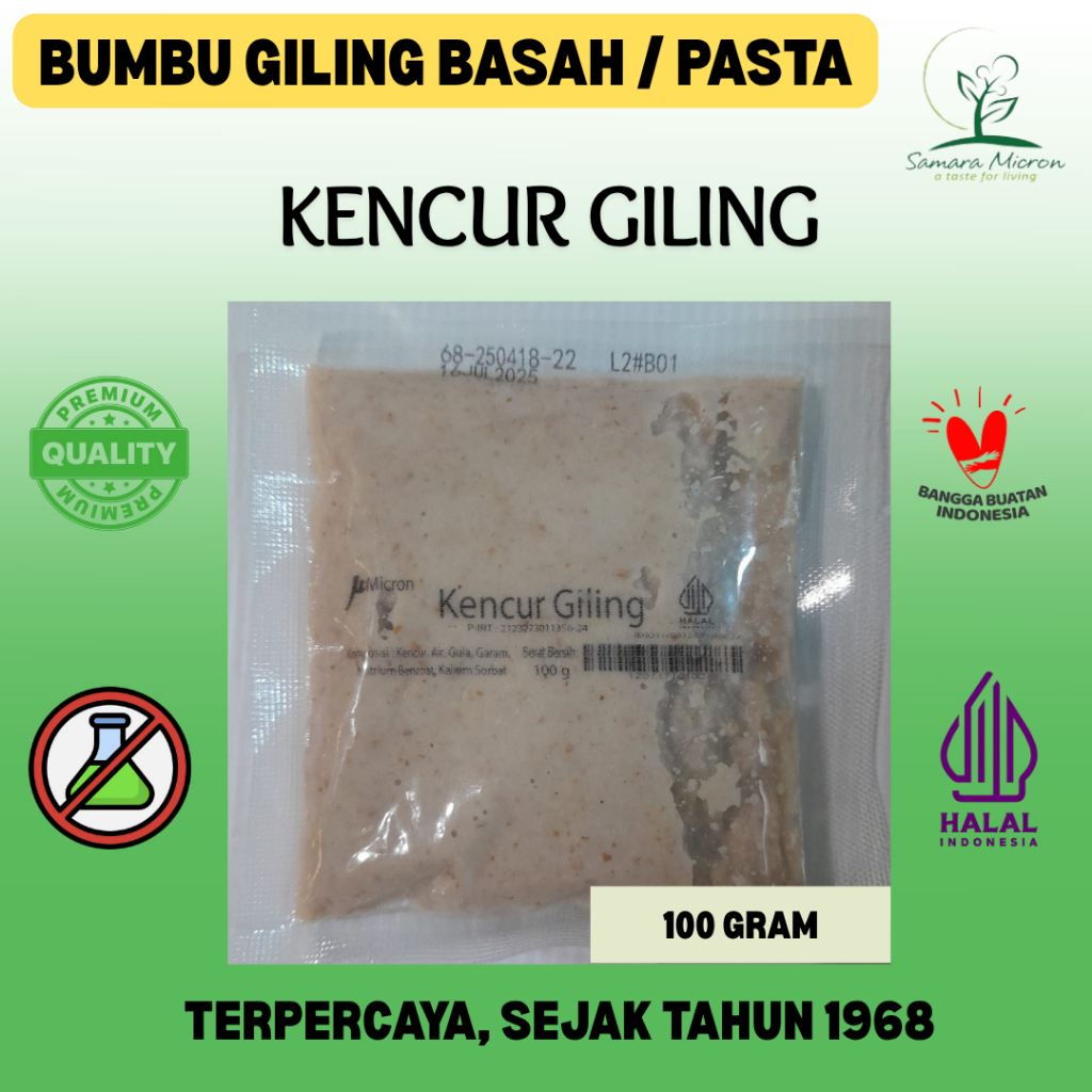 

Bumbu Dasar Samara Micron - Kencur / Cikur Giling Basah / Pasta - 100 Gram