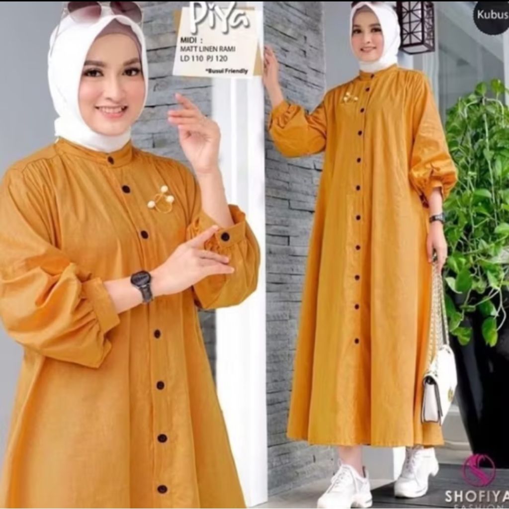 MIYA DRESS KATUN RAMI | GROSIR LONGDRESS KATUN ALINE WANITA | MIDI DRESS WANITA MUSLIM