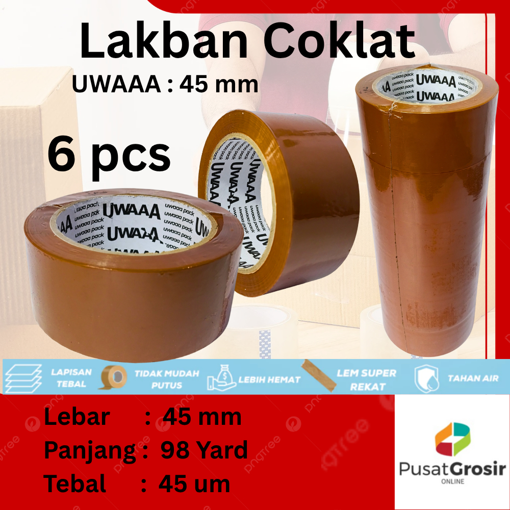 

LAKBAN COKLAT 45 mm x 98 YARD UWAAA KUALITAS DAIMARU TAPE SOLATIP MURAH