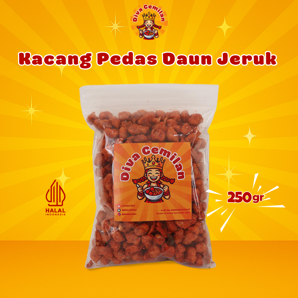 

250 gram Kacang Pedas Daun Jeruk renyah kriuk Diva Cemilan Snack Makanan Ringan