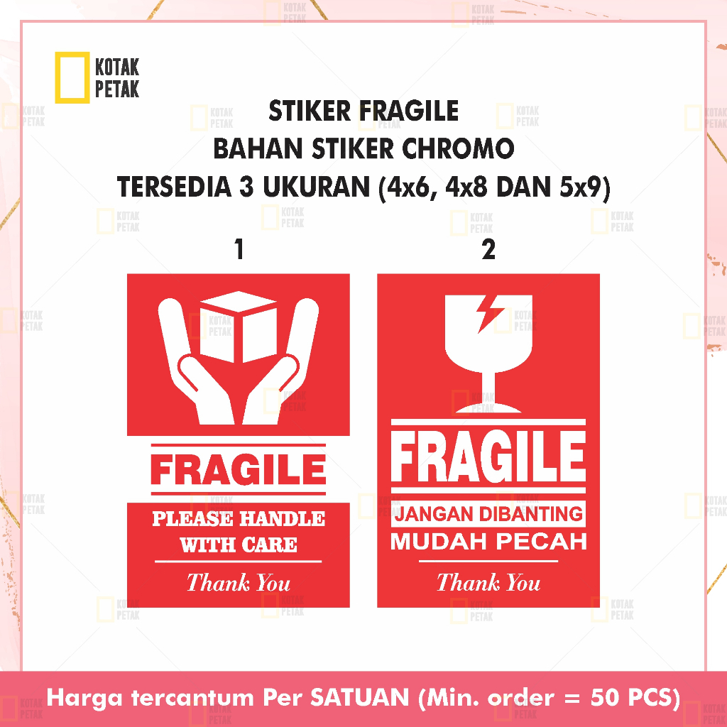 

STIKER FRAGILE CHROMO - STICKER FRAGILE MURAH - STICKER JANGAN DIBANTING (CHROMO - STIKER KERTAS)