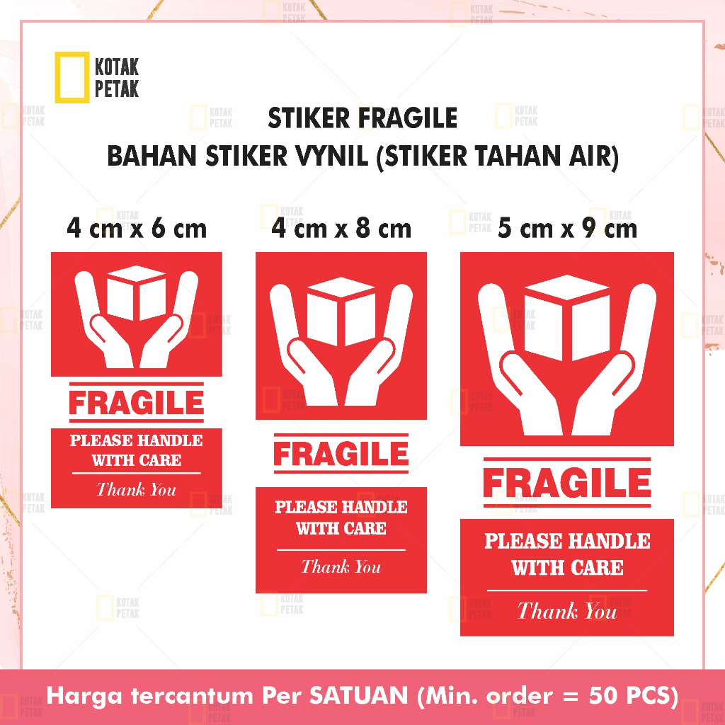 

STIKER FRAGILE VYNIL (tahan air) - STICKER FRAGILE MURAH - STICKER JANGAN DIBANTING