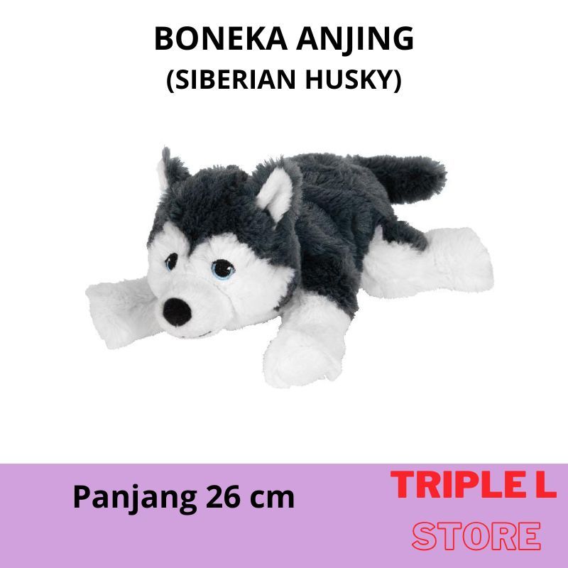LIVLIG Boneka Anjing Anak Anjing Siberian Husky Kecil Boneka Anjing Lucu lembut Panjang 26 cm