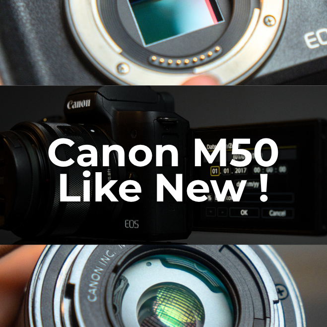 CANON EOS M50 KIT 15-45MM IS STM - BODY LENS BUKAN SONY ZV E10 A6400 SECOND BEKAS BARU LIKE NEW