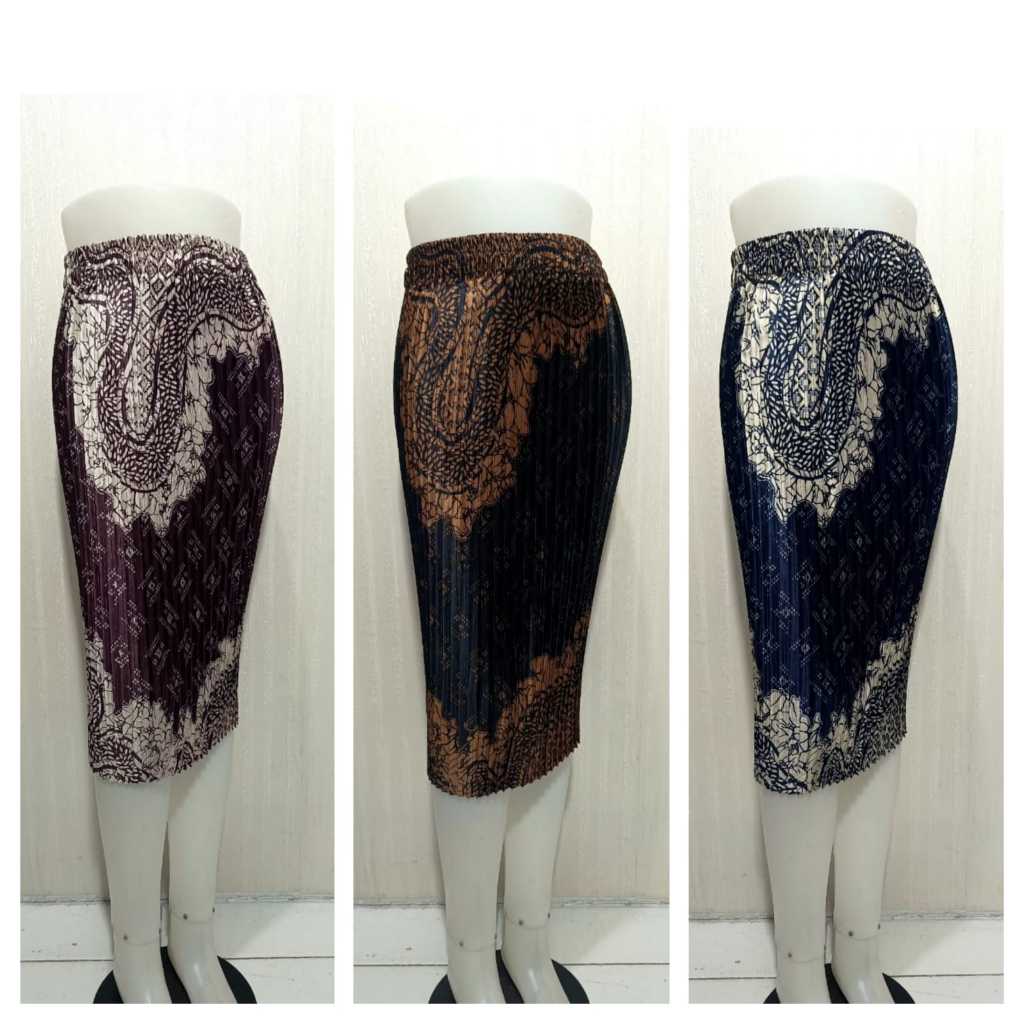 KLO BATIK ROK PLISKET 7/8 PRADA FOIL BERMACAM -MACAM MOTIF (REAL PICT)