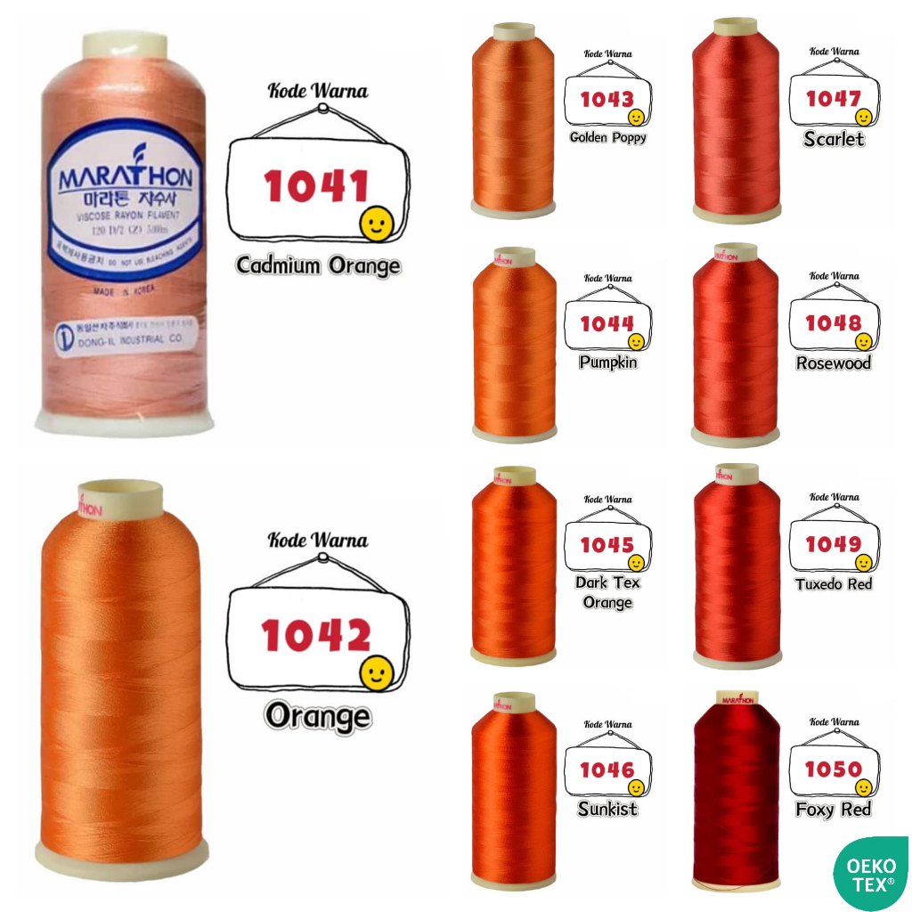 Marathon Viscose Rayon Benang Bordir Import Berkualitas #1041-#1050