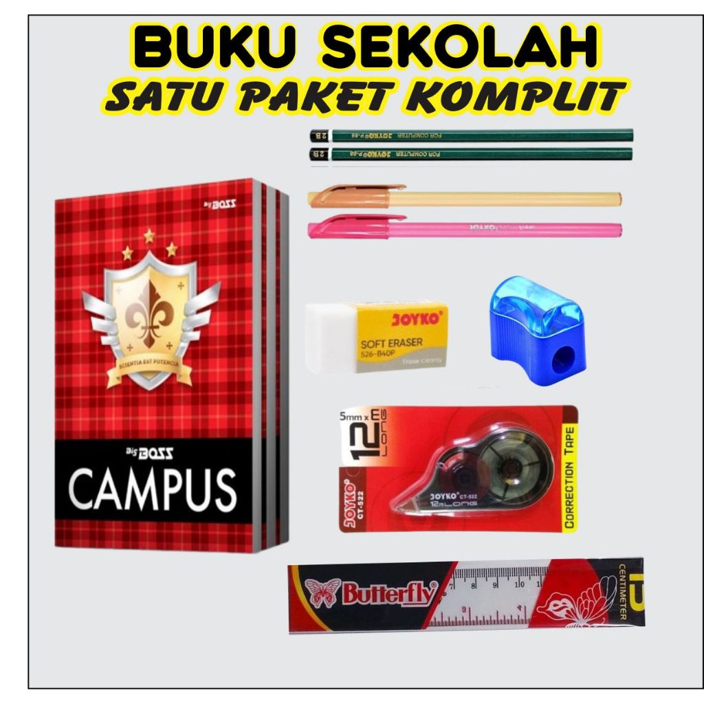 

PAKET HEMAT : BUKU TULIS CAMPUS SKOLA SATU PAKET ALAT TULIS PERLENGKAPAN SEKOLAH
