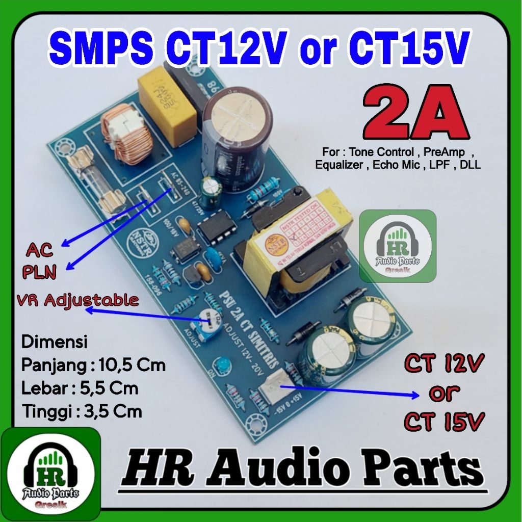 SMPS 2A CT 12V 15V 18V 20V Adjustable CT12V ~ 20V for Tone Control PreAmp Mic Equalizer LPF DLL
