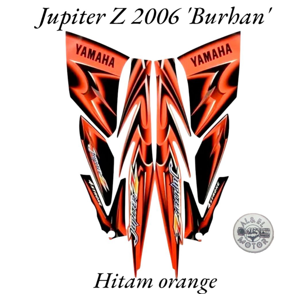 Stiker Striping Body Motor Yamaha Jupiter z burhan 2006 Hitam Orange