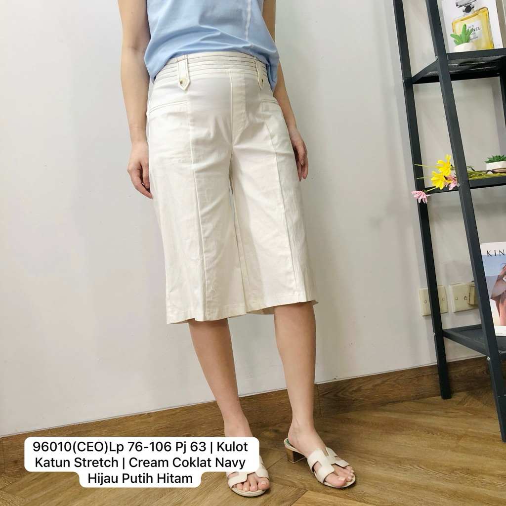 96010 | CELANA KULOT 7/8 KATUN STRETCH BLACK CREAM BROWN NAVY ARMY WHITE