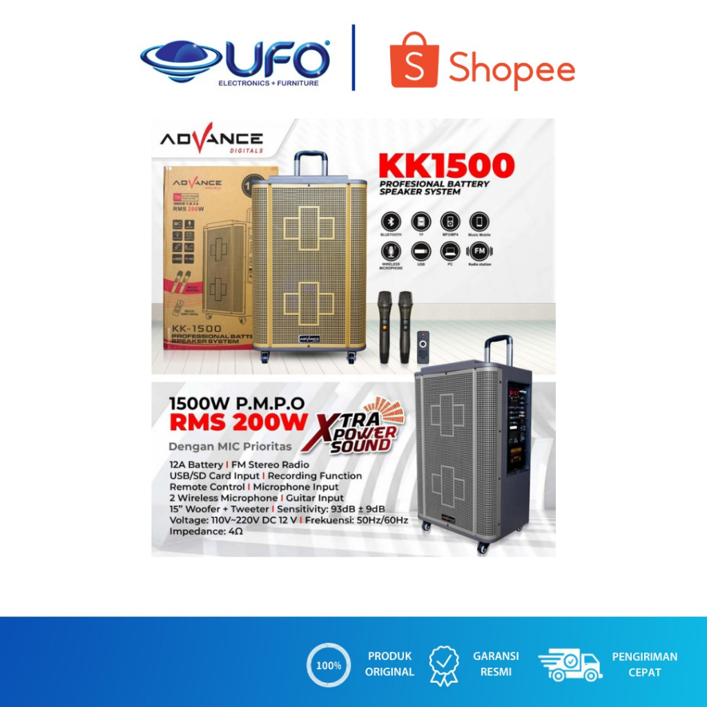 ADVANCE SPEAKER PORTABLE 15 INCH 1500 WATT KK1500