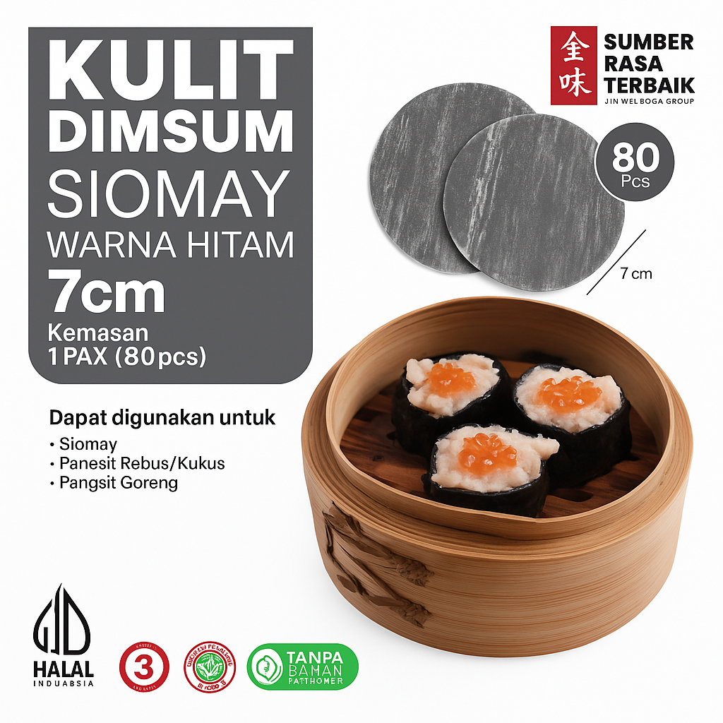 

[SRT SBY] Kulit Dimsum Siomay Hitam 7cm HALAL 80PCS / Kulit Siomay Lentur / Kulit Dimsum Tipis