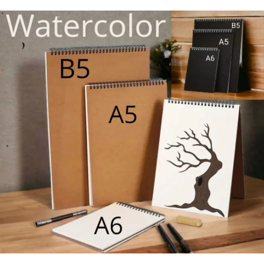 

DK Premium Watercolor Buku Gambar A5 A6 B5 Vertikal Jilid Spiral 20 Lembar Dapat diBalik 360 Derajat