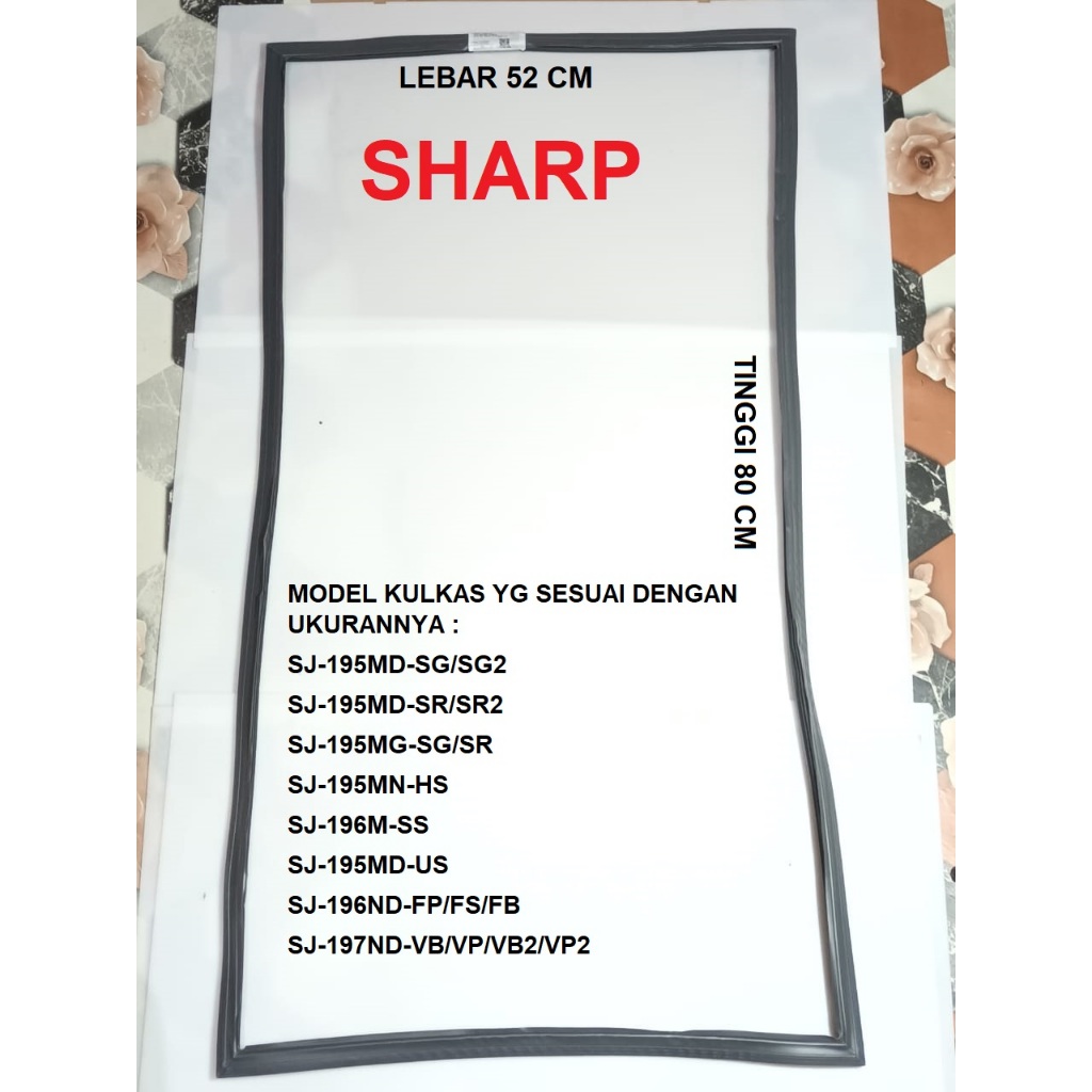 ORIGINAL KARET PINTU KULKAS SHARP GASKET KARET MAGNET PINTU KULKAS SHARP 1 PINTU PPACRA007VDEA