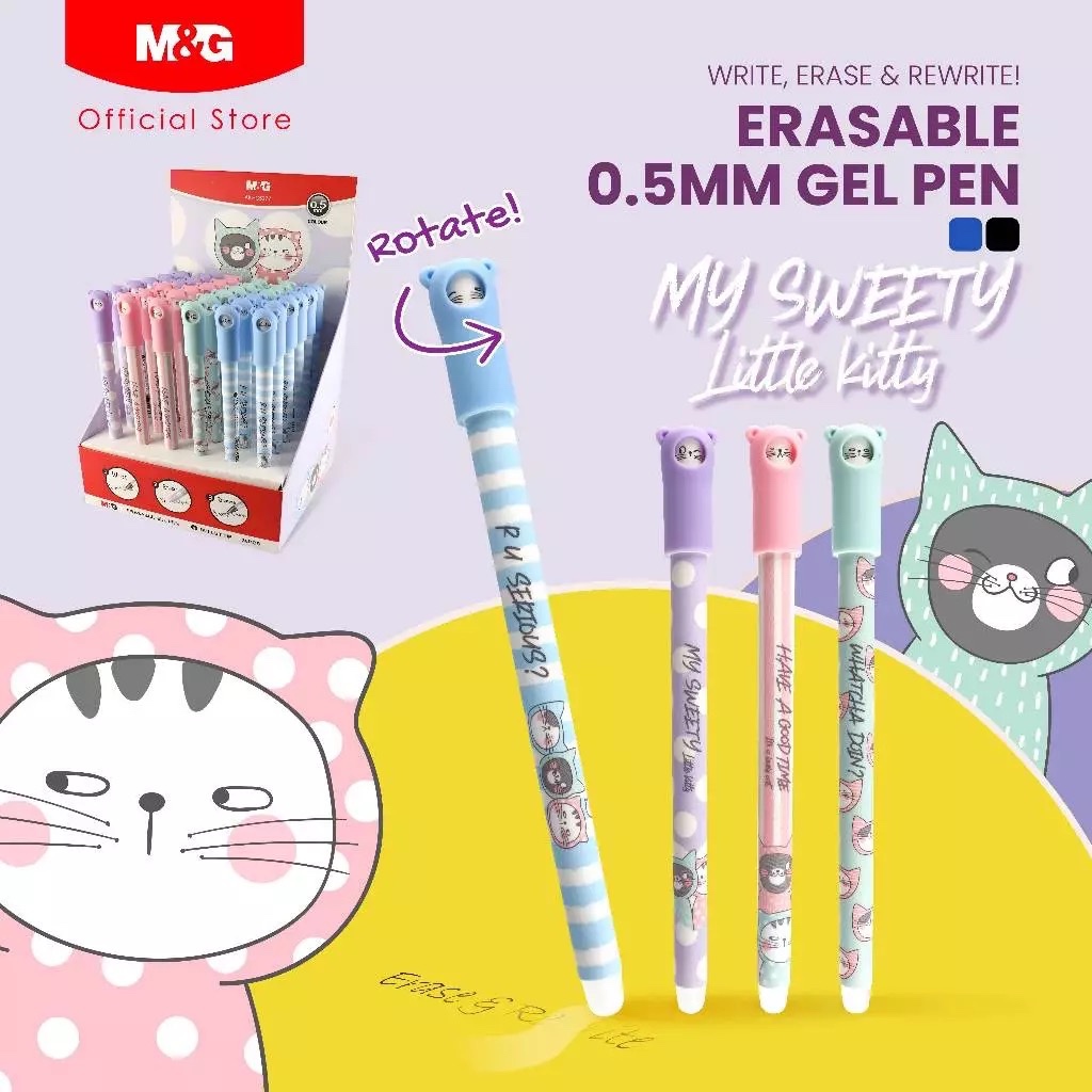 

M&G Erasable Gel Pen SO MANY CATS 0.5mm Hitam AKPC5277 / Pulpen Bisa Hapus