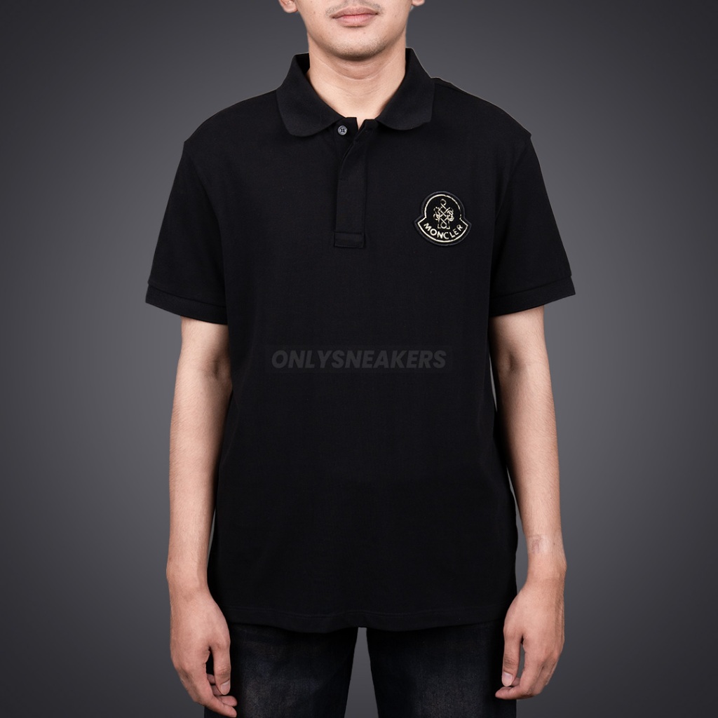 MONCLER SNAKESKIN PATTERN POLO BLACK