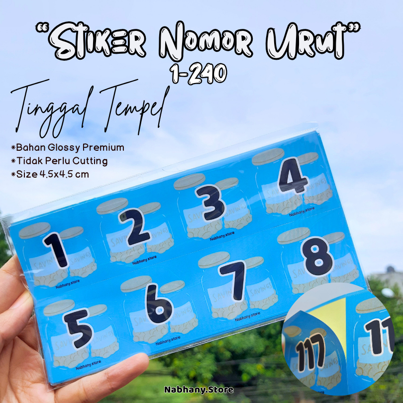 

Stiker Nomor Premium, Stiker Angka Menabung 1-120 / 1-240 / 1-360 Untuk Album Menabung