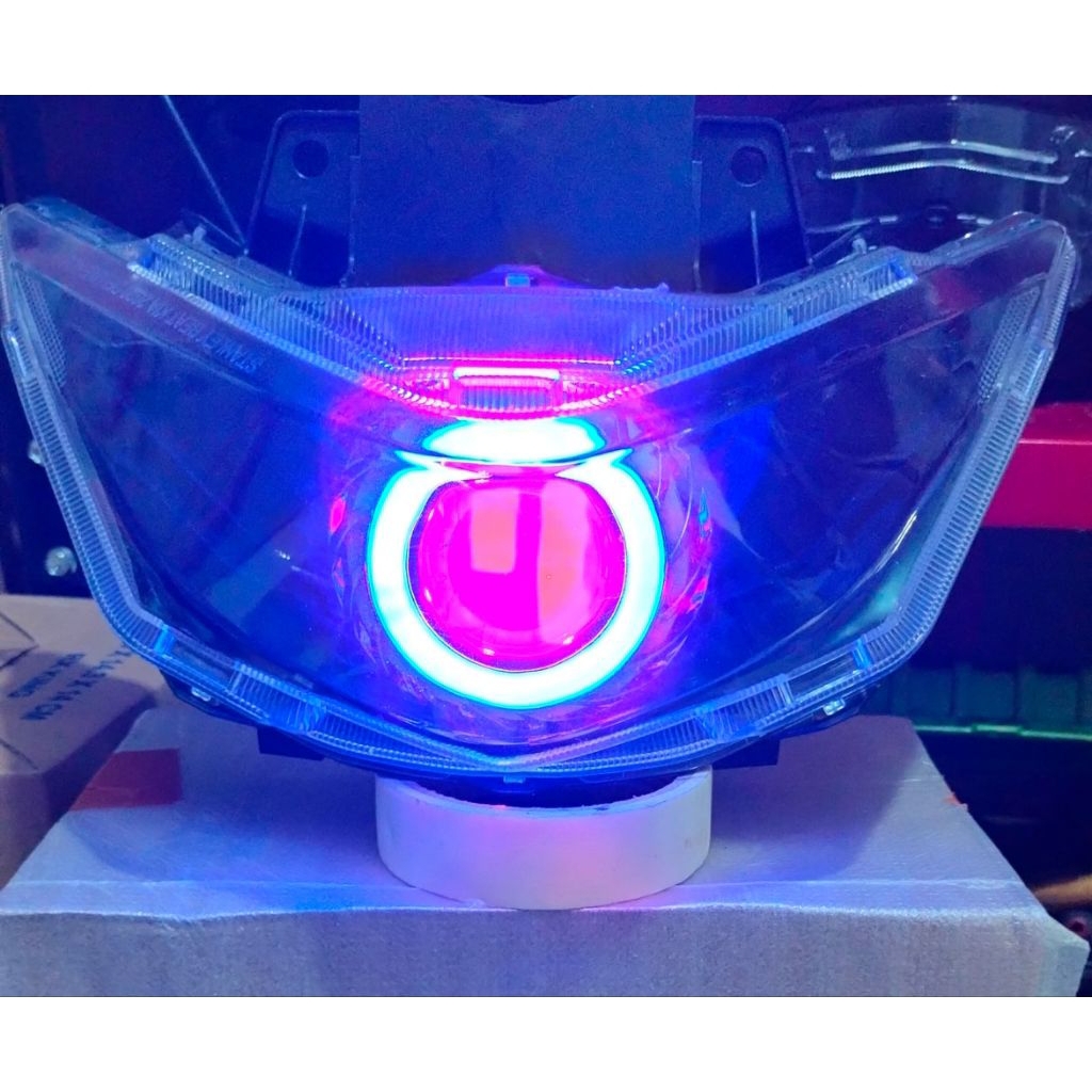 reflektor depan beat deluxe/beat street tahun 2020 sampai 2023 custom lampu biled projie ukuran 4,5i