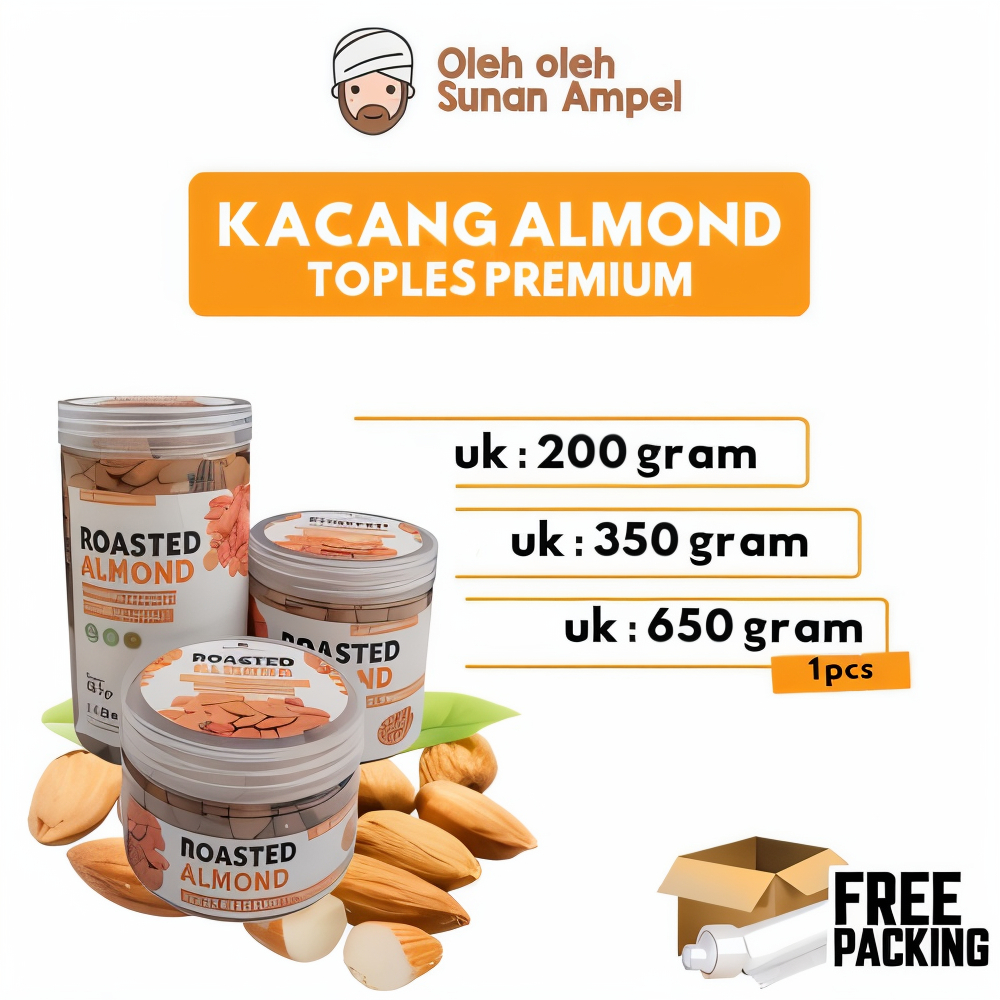 

TOPLES PREMIUM KACANG ALMOND KUPAS MATANG UKURAN 350 GRAM FOODGRADE KAYA NUTRISI